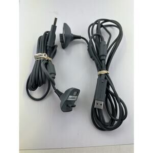 2 X Microsoft Xbox 360 Game Controller USB Charging Cable Charger Cord OEM Gray